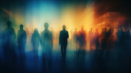 Fototapeta premium people in the background appear blurry in an abstract manner. silhouette concept