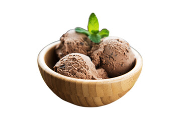 chocolate ice cream isolated on a transparent background