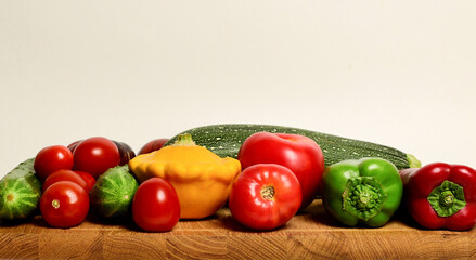 fresh vegetables on wooden table