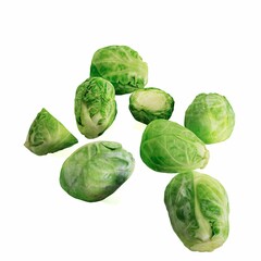 3d illustration of brussels sprouts on a white background