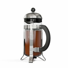 3d illustration of a French press coffee maker on a white background
