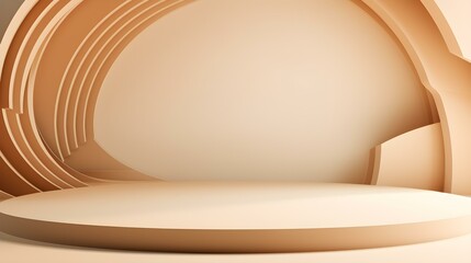 Futuristic Studio Background in light brown Colors. Elegant Room for Product Presentation
