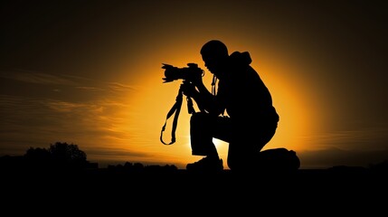 Silhouette of a photographer in sports