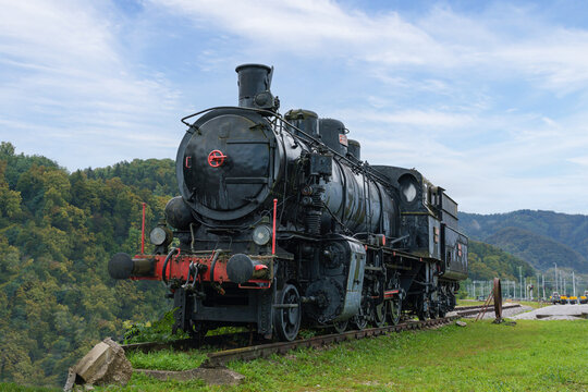 Old Austrian steam locomotive historic, retro.