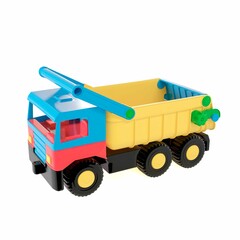 3D render of a construction vehicle parked on a white background