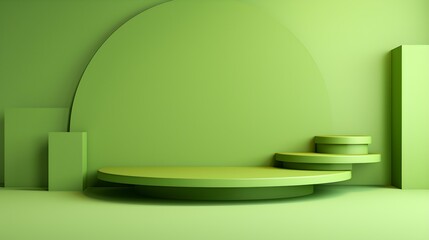 Futuristic Studio Background in light green Colors. Elegant Room for Product Presentation
