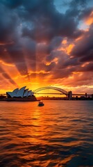 Fototapeta na wymiar Spectacular Sunset at the Sydney Opera House: Iconic Beauty in Twilight
