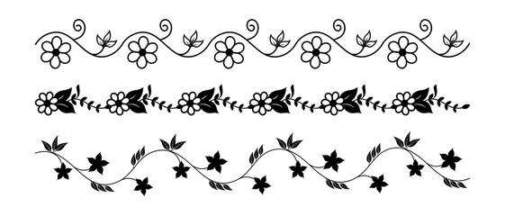 Floral wedding dividers borders delimiters flourish vignettes separators vector illustration