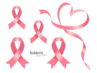 ピンクリボン Classic pink ribbon illustration