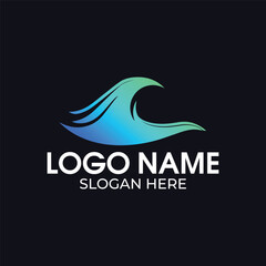 abstract ocean wave logo design