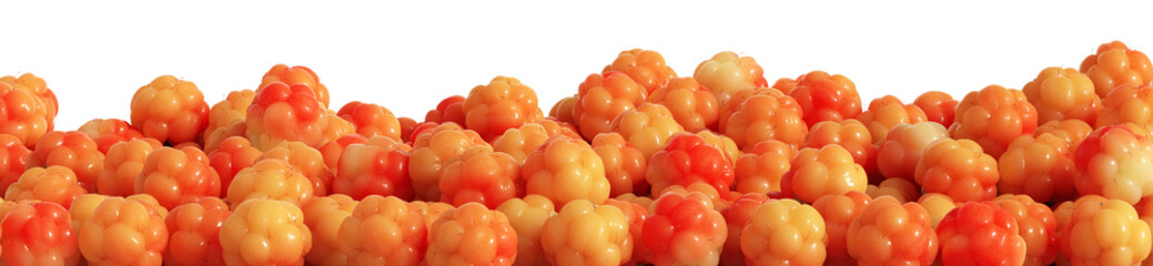 pile of cloudberries. 3d render. transparent