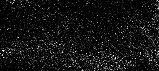 Snow, stars, twinkling lights, rain drops on black background. Abstract vector noise. Small particles of debris and dust. Distressed uneven grunge texture overlay.