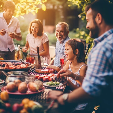 a photo of a family and friends having a picnic barbeq made with Generative AI