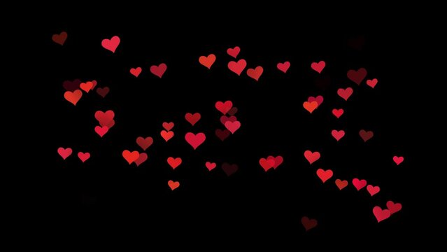 Floating Red Hearts Love Romantic Black Background 4K