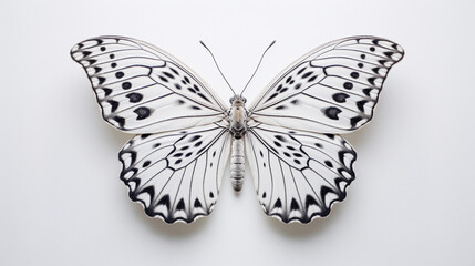 Fototapeta na wymiar Black and White Butterfly Isolated on White Background