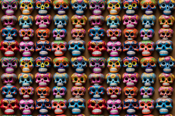 Fototapeta na wymiar Day of the Dead skulls seamless texture, tiling pattern, wallpaper, background, texture