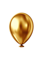 Gold metallic balloon isolated on transparent background. Generative ai