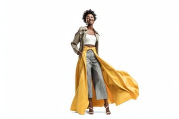 Stunning Afro-American woman smiling at the camera, confidently presenting herself with beauty and grace. Generative Ai, Ai.