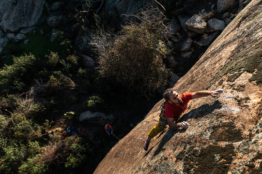 Climber rock climbing