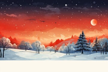 Winter nature in drawing style. Merry christmas and happy new year concept. Background