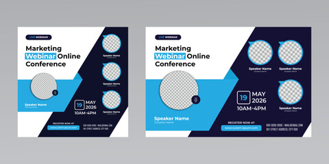 modern business strategy live webinar invitation for social media web banner template 