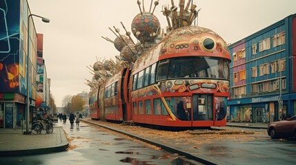 archigram style mobile city in a urban environment in berlin