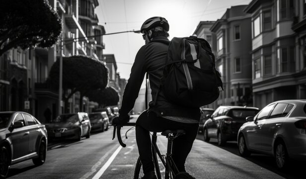Bike Courier around the city with Motion blur