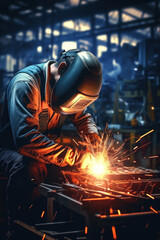 Industrial steel welder at the factory - 636041119