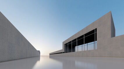 3d rendering architecture background modern building geometric shape
