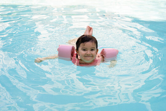 happy child swim