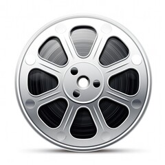 clipart of a film reel box on plain white background - cinema themed illustration in comic style