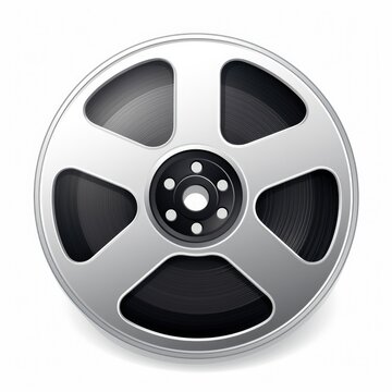 clipart of a film reel box on plain white background - cinema themed illustration in comic style