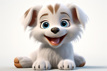 Obraz premium Cute animal animated on white background, cartoon style, animated expressions, quirky expressions, playful expressions. sweet, cheerful, little animals