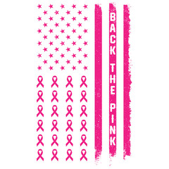 Back The Pink Ribbon American Flag Breast Cancer Awareness T-Shirt, gift woman breast cancer t-shirt design