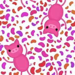 Cartoon animals seamless pigs pattern for wrapping paper and fabrics and kids clothes print and festive