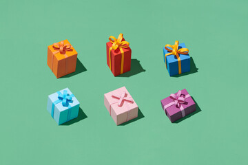 Trend aesthetic pattern with wrapped paper gift boxes