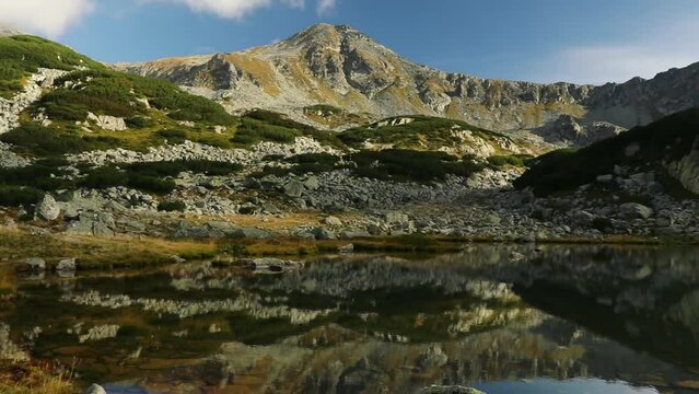Beautiful view of a lake reflecting the environment of mountains