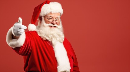 Fototapeta na wymiar Old Santa Claus points at something - Christmas themed stock photo
