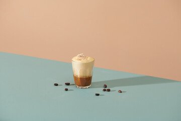 Dalgona coffee making process. Instant coffee