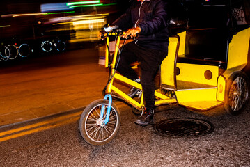 Rickshaws urban service at night