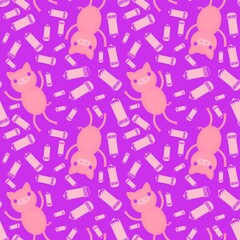 Cartoon animals seamless pigs pattern for wrapping paper and fabrics and kids clothes print and festive