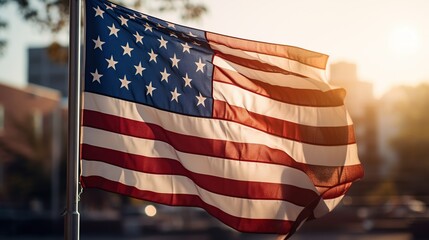 american flag fluttering