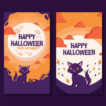 flat halloween background banner social media template