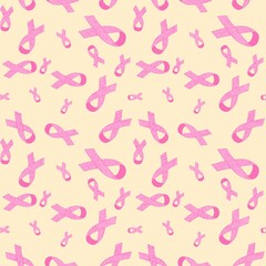 Breast cancer month seamless pink ribbon day mammogram pattern for wrapping paper and media accessories