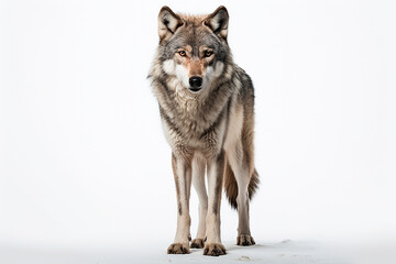 Obraz premium Wolf isolated on white background. Animal front view portrait.