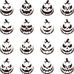 Happy Halloween silhouette set collection of Halloween vector elements