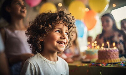Obraz na płótnie Canvas Happy and excited kids enjoying a birthday party