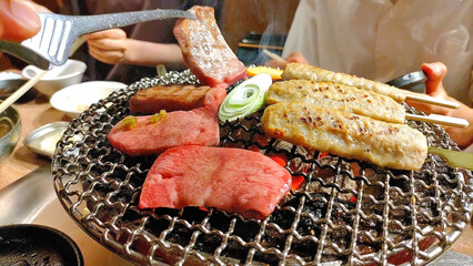 七輪で焼く焼き肉