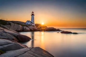Keuken spatwand met foto lighthouse at sunset © nomi_creative