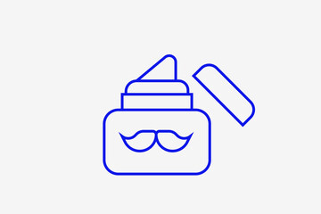 mustache cream illustration in flat style design. Vector illustration in trend blue color. 
